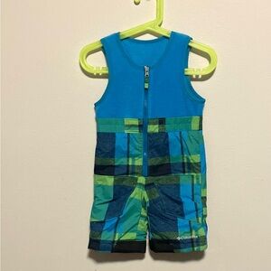 Columbia Infant Snowslope II Snow Bib, Blue/Green Plaid - Size 6 Months (EUC)